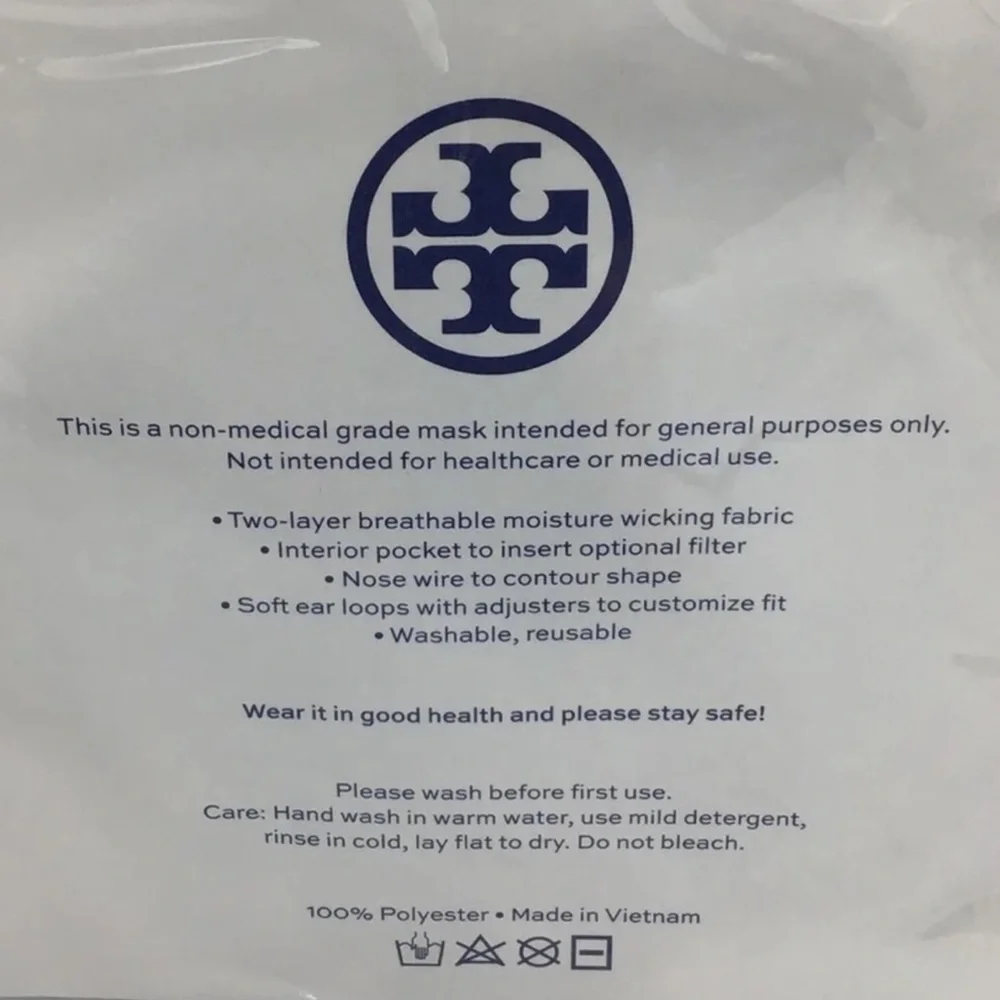 Tory Burch BLUE UNISEX Face Mask Non Medical Grade